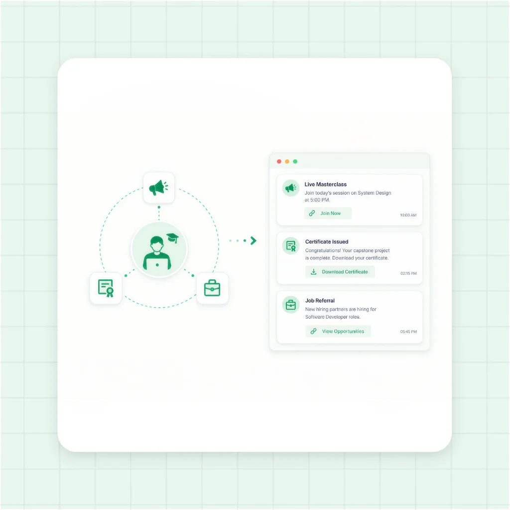 Coding Bootcamp Retention and Live Masterclass Broadcast Flow