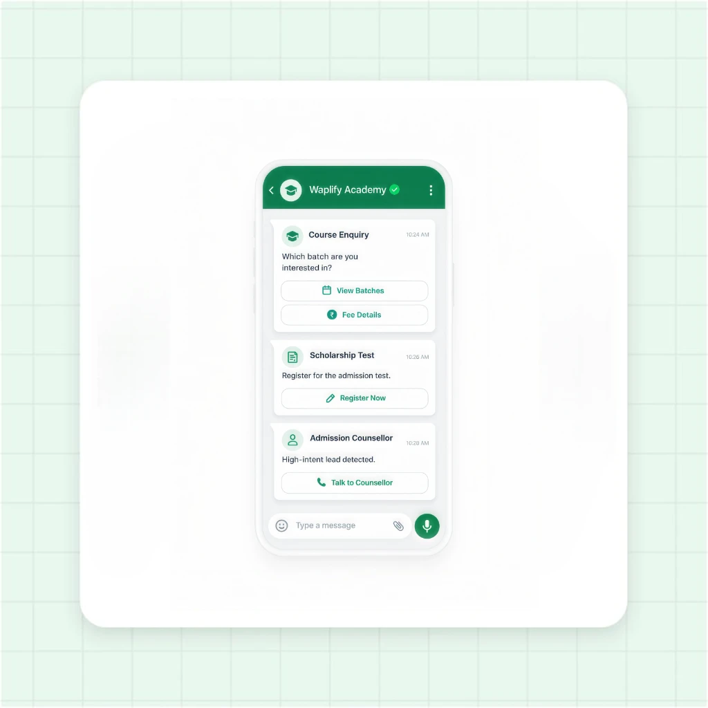 24/7 Competitive Exam Admission Chatbot and Counselor Flow