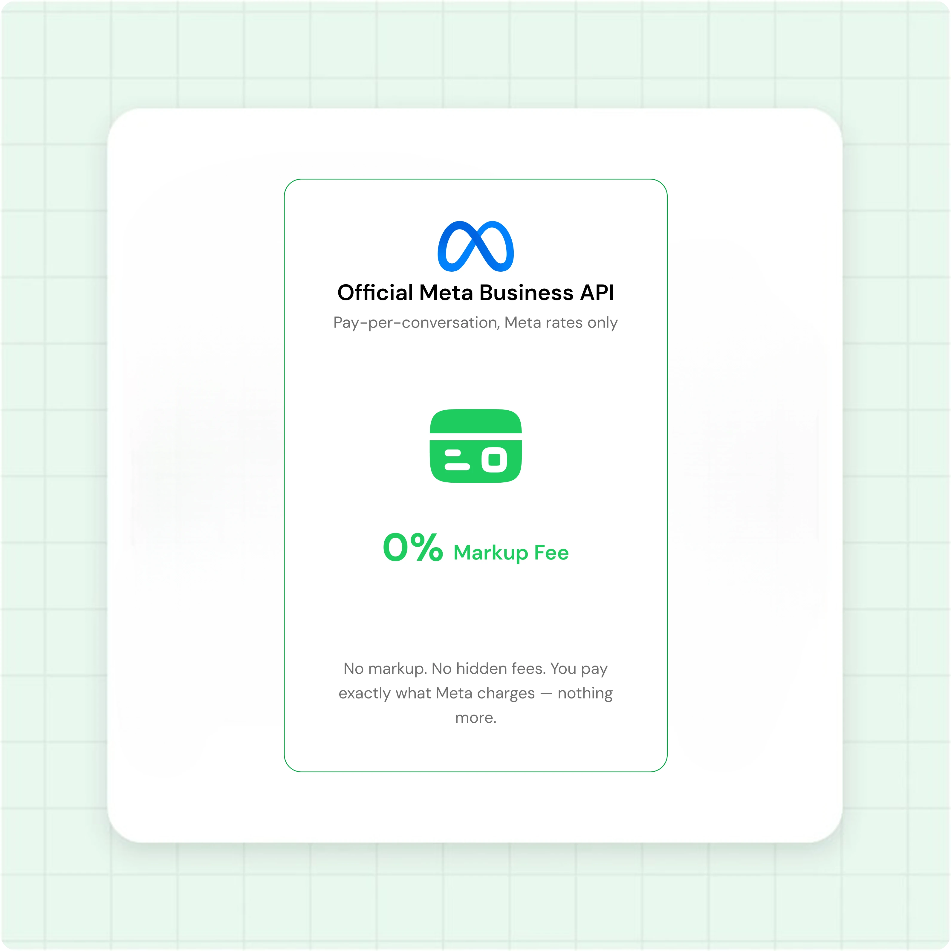 No markup on Meta's per-message fees